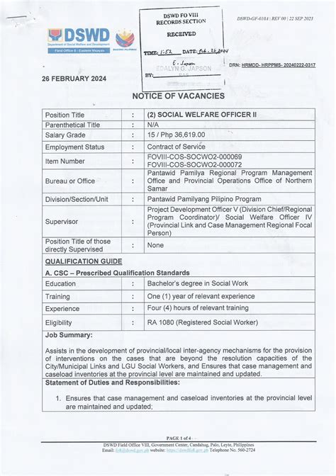 hrmdd field office 8|WE ARE HIRING: (82) Area .